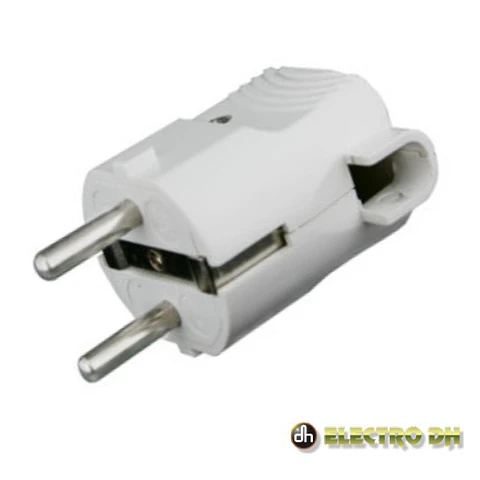 FICHA SCHUKO MACHO C/ TERRA LATERAL 220V BRANCO EDH