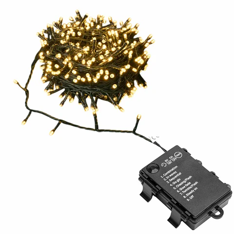 Luzes de Natal 300 LED 3000K 3xAA 15m IP44