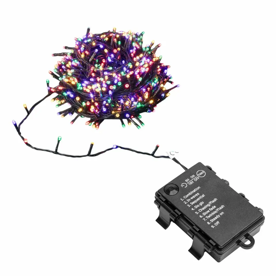 Luzes de Natal 300 LED RGBY 3xAA 15m IP44 1
