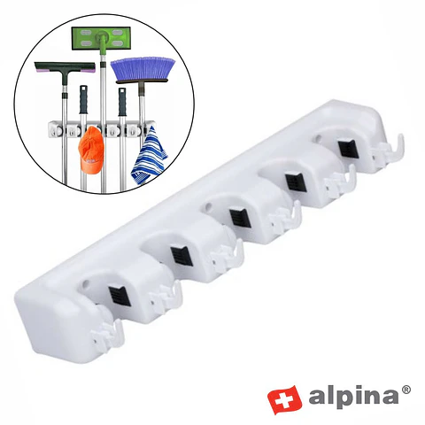 Suporte de Parede P/ 5 Vassouras/Esfregonas ALPINA