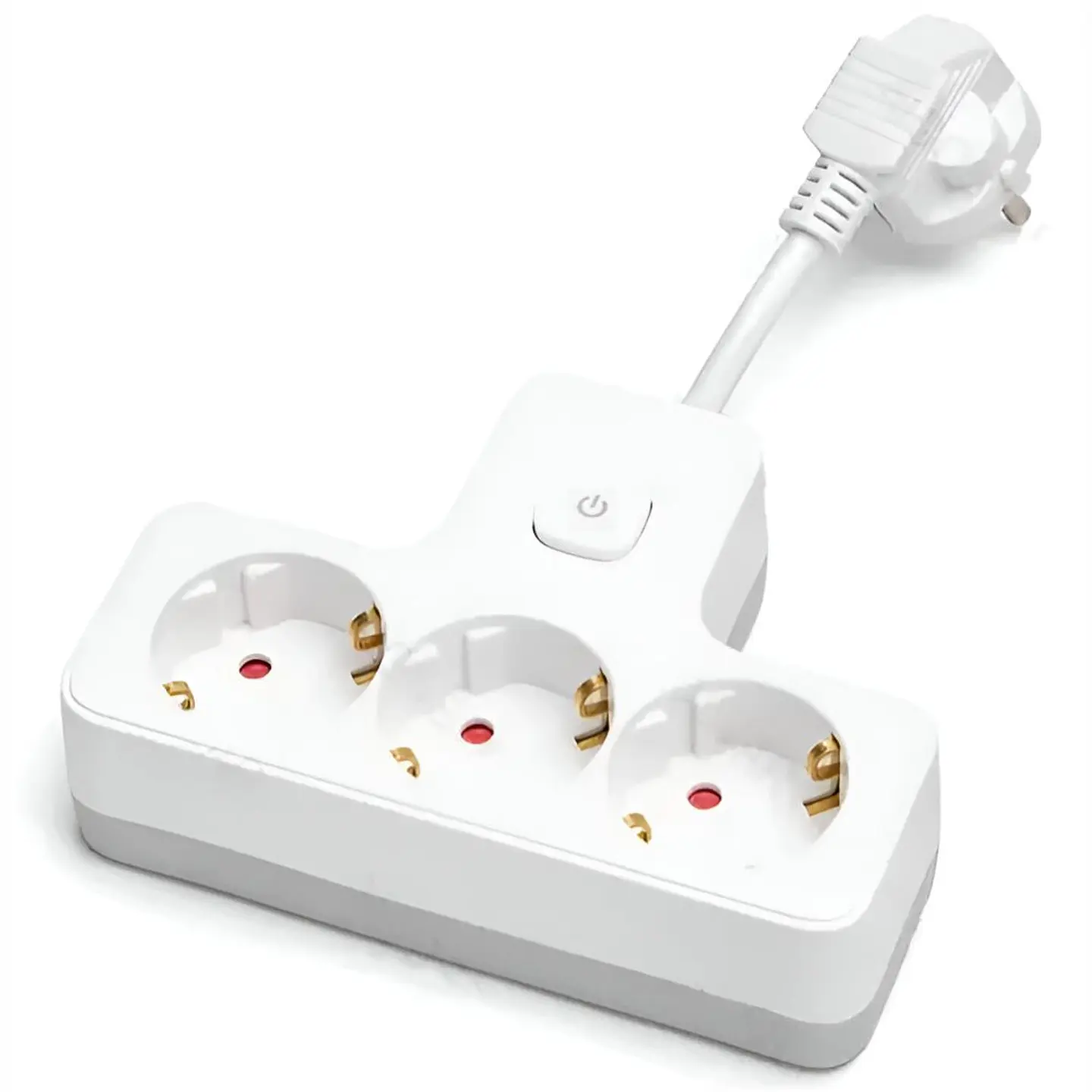 Ficha Elétrica Adaptadora 3x Schuko C/ Interruptor 1