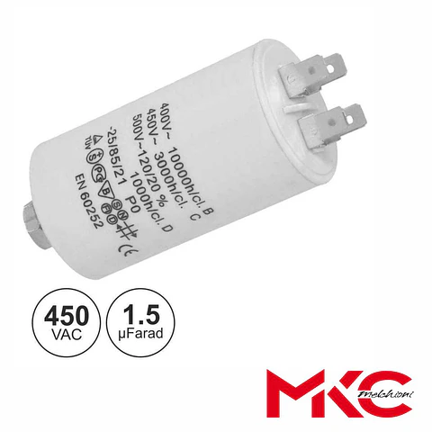 Condensador Arranque 1.5uF 450V C/ Terminais Faston