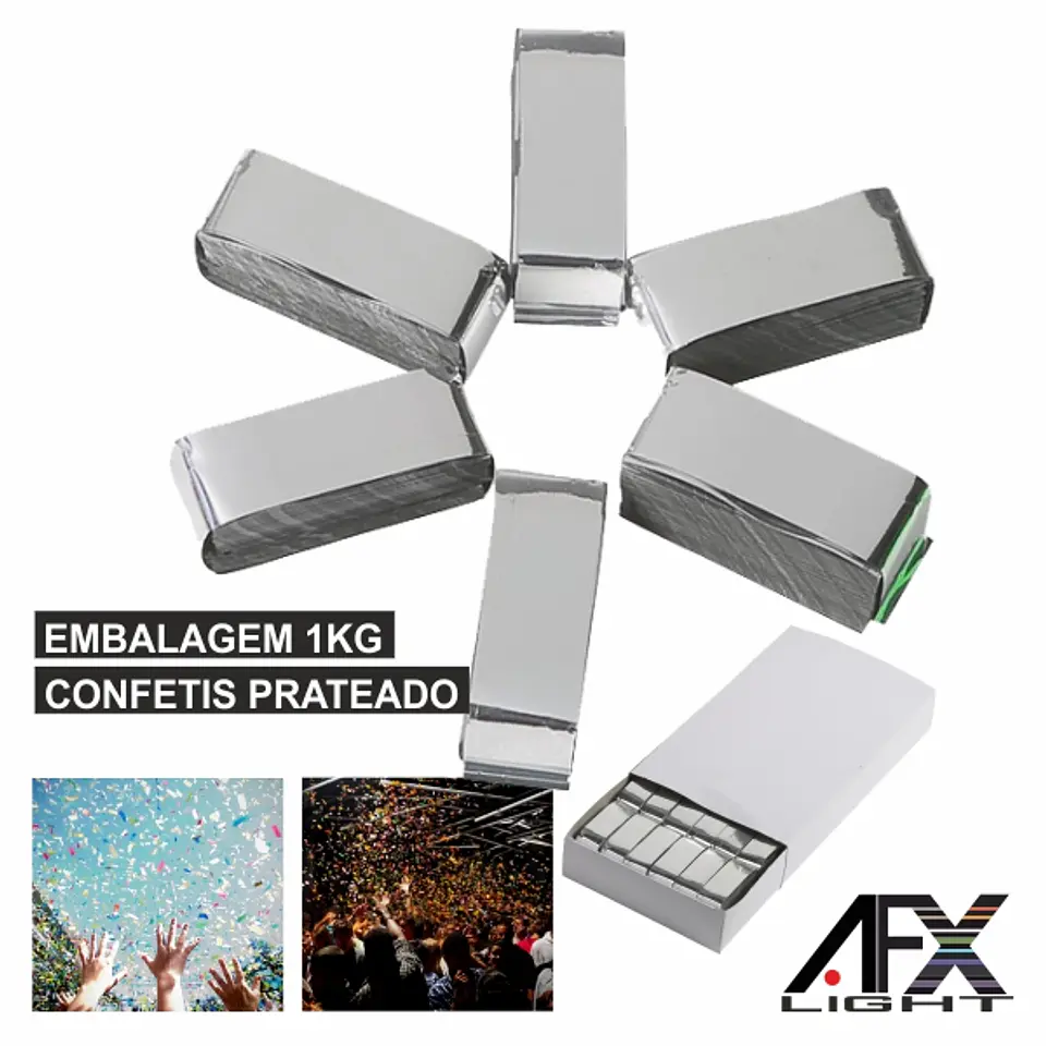 EMBALAGEM CONFETIS PRATEADO 1KG AFXLIGHT 1