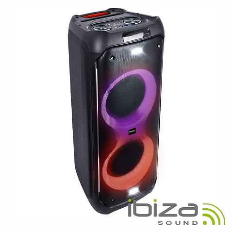 Coluna Amplificada 2x10" 1200W USB/SD/AUX/BT LED TWS IBIZA