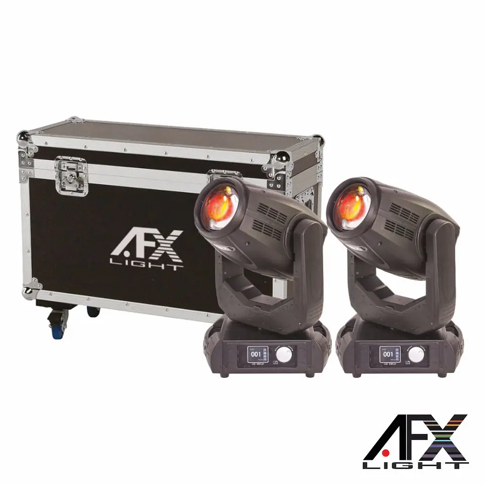 Conjunto 2 Moving Head 280W Beam/Spot/Wash C/ Mala AFXLIGHT 1