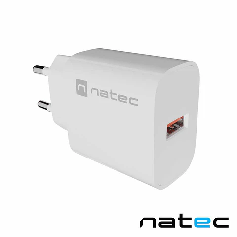 Alimentador RIBERA 1X USB-A 18W Branco NATEC
