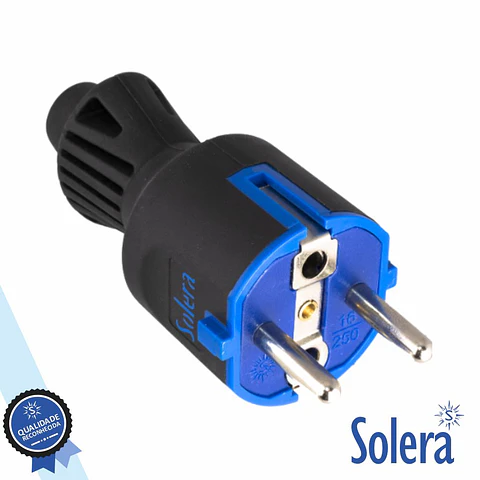 Ficha Schuko Macho 16A/250V Preto SOLERA