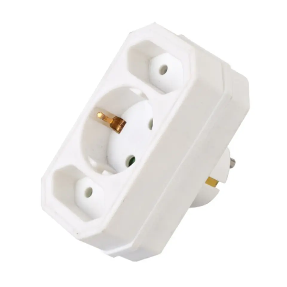 TOMADA ELÉTRICA C/ 2 SAÍDAS PLANAS 1 SCHUKO BRANCO 1