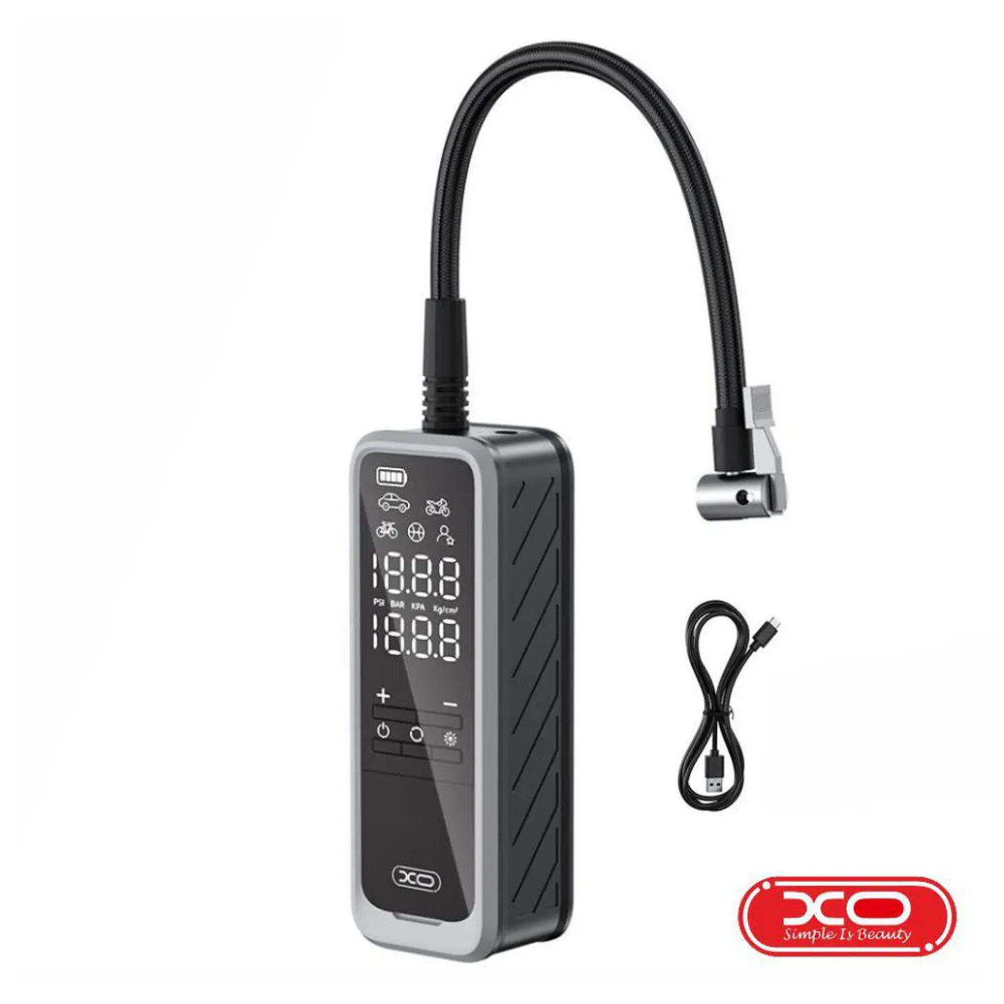 Compressor de Ar Portátil 5000mAh C/ Manómetro Digital XO 1