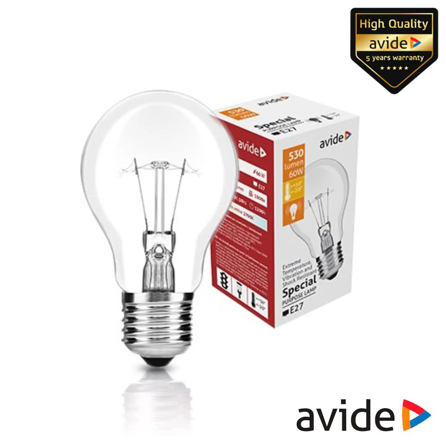 Lâmpada E27 60W Globo 2700K 530lm AVIDE 1