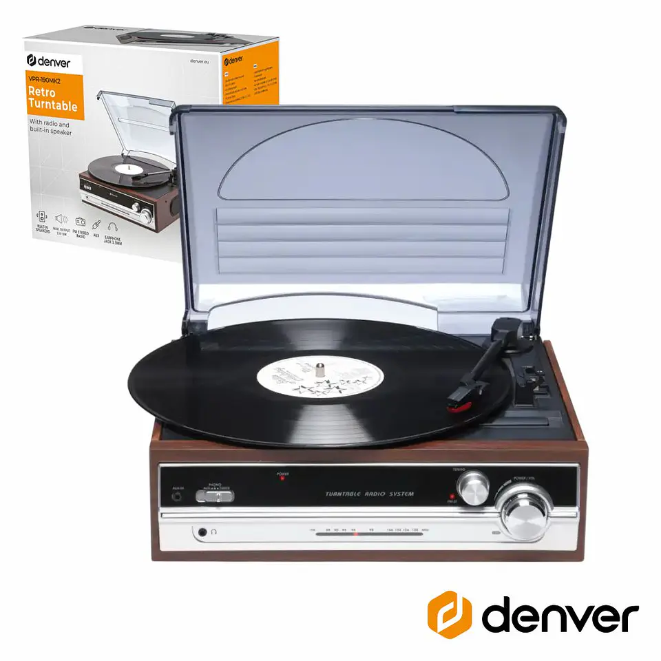Gira-Discos 33/45/78RPM Vintage AUX/FM DENVER 1