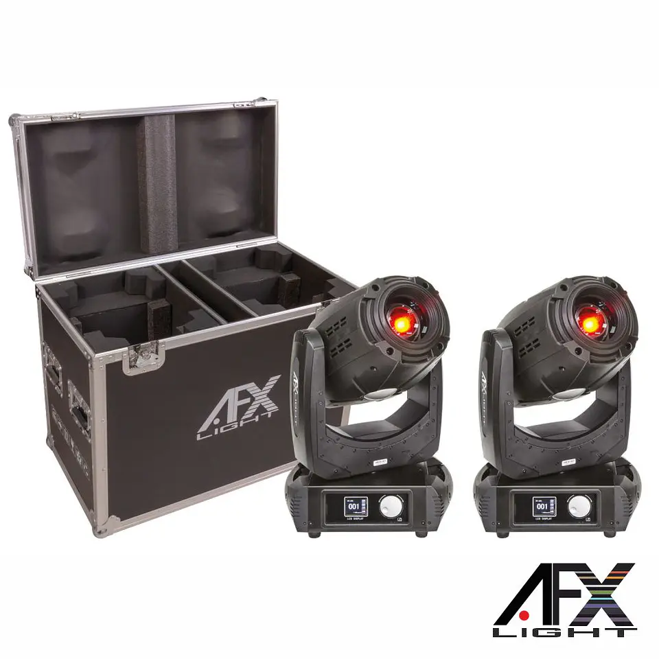 Conjunto 2 Moving Head 150W Beam/Spot/Wash C/ Mala AFXLIGHT 1