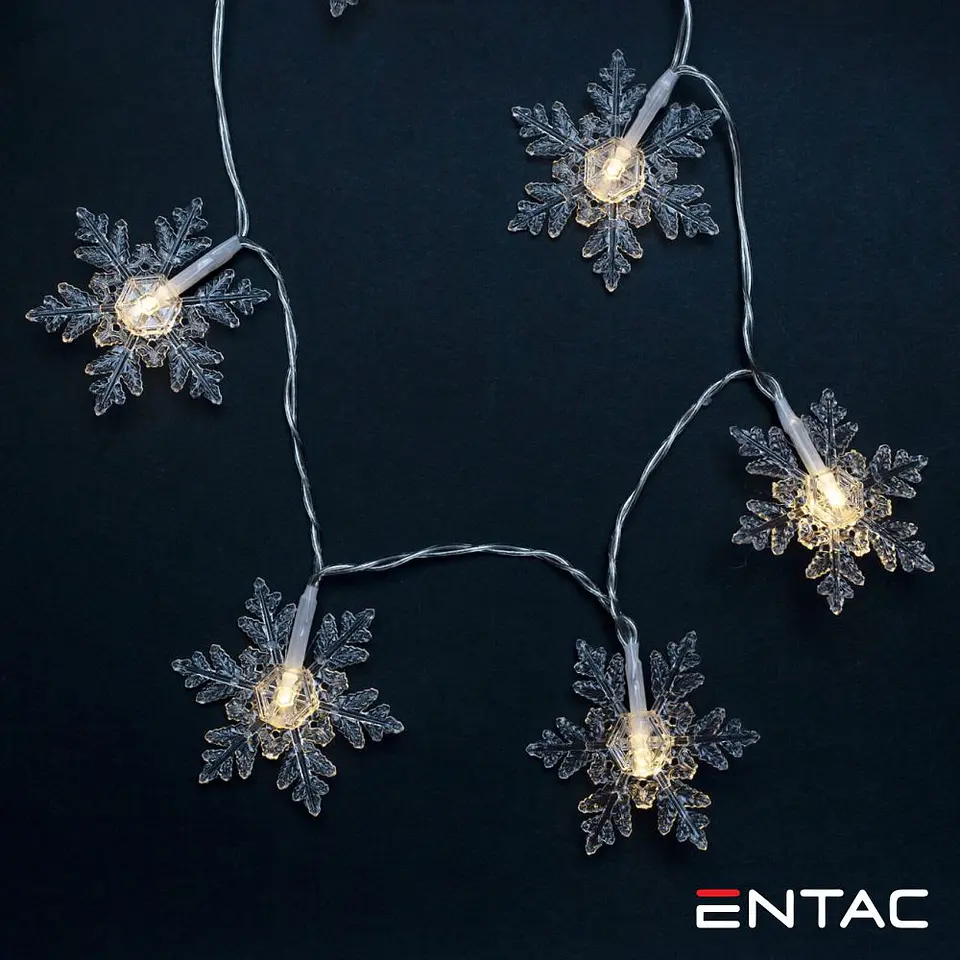 Grinalda 10 LED Floco Neve Arame a pilhas 1m ENTAC 1