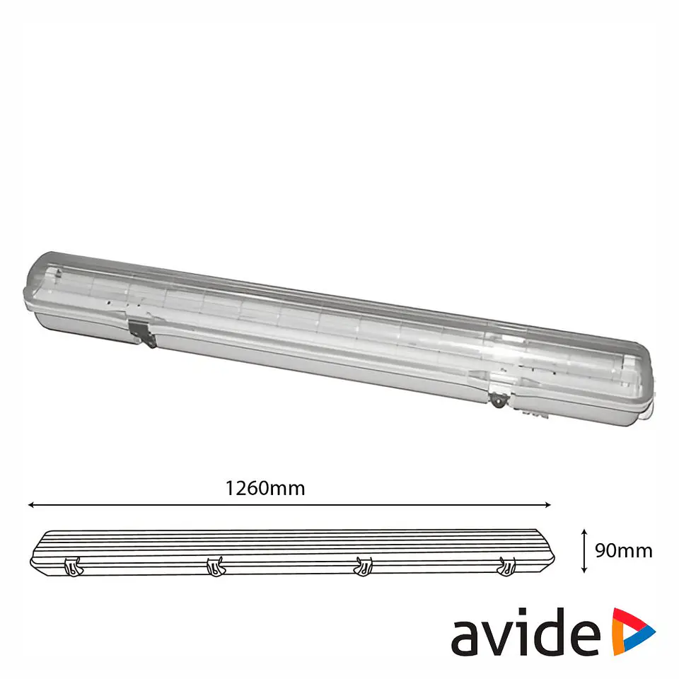 Armadura Estanque 120cm p/ 1 Lâmpadas LED Tubular T8 AVIDE 1