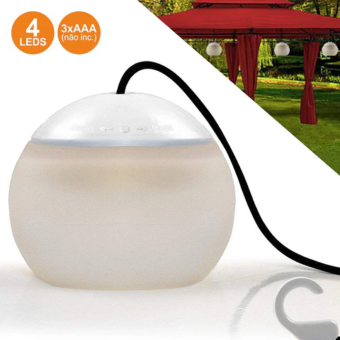 CANDEEIRO DECORATIVO 4LEDS BRANCOS A PILHAS