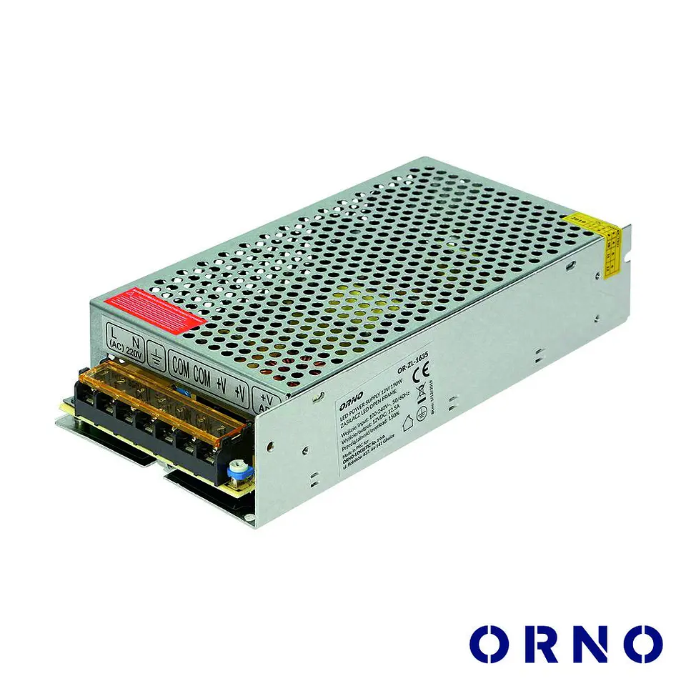 Fonte De Alimentação Industrial 12V 150W 12.5A ORNO 1