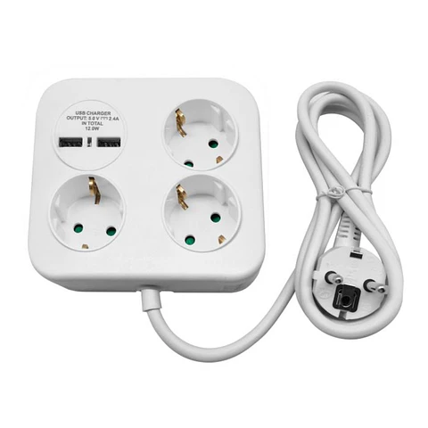 Extensão Elétrica 3x Schuko 2x USB-A 1.4m VIRONE