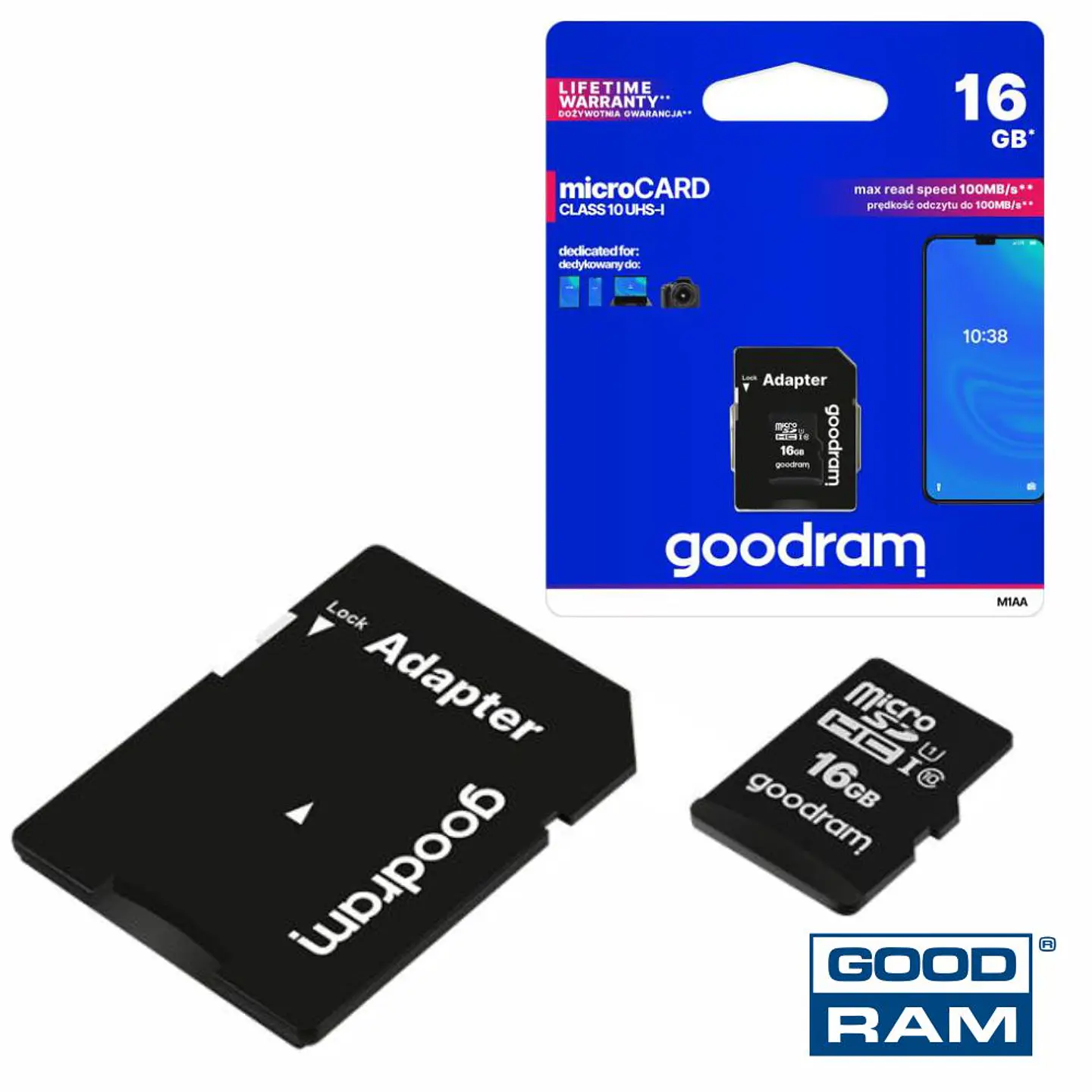 Cartão Memória Micro SD 16Gb Class10 Adaptador GOODRAM 1