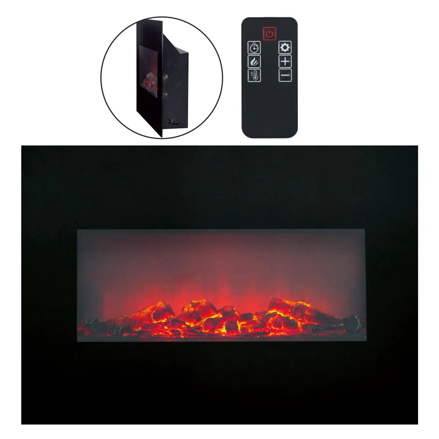 Lareira Elétrica 1800W C/ Efeito Fogo Termostato E Comando 1