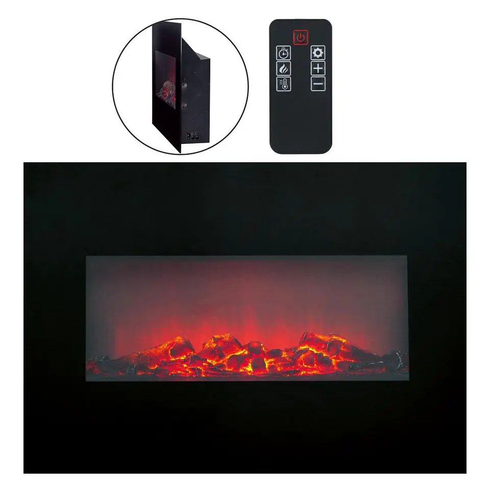 Lareira Elétrica 1800W C/ Efeito Fogo Termostato E Comando 1