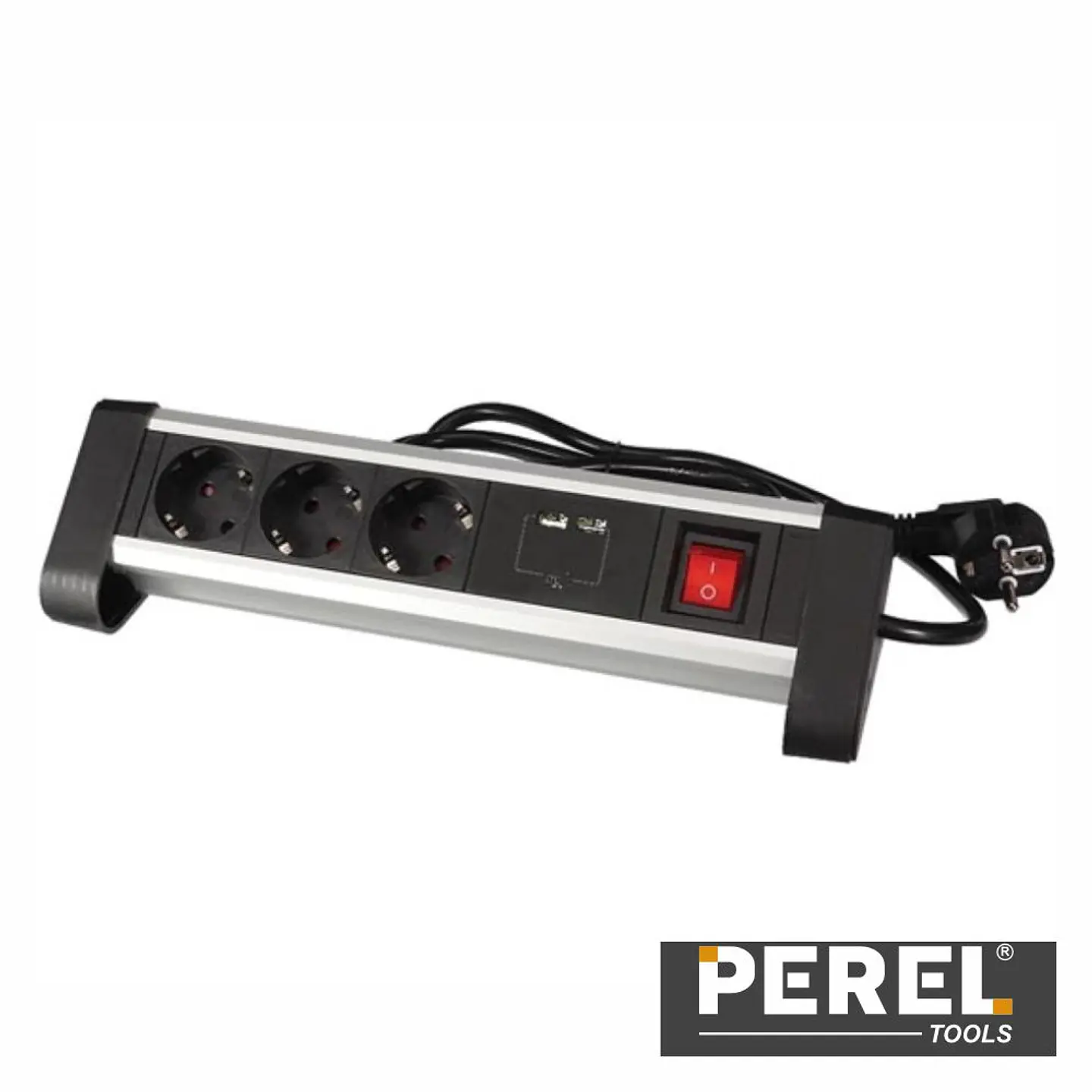 Extensão Elétrica 3x Schuko 2x USB-A 1.4m PEREL 1
