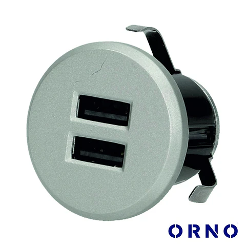 Tomada C/ 2 Saídas USB P/ Secretária 5V / 2.1A Cinza ORNO
