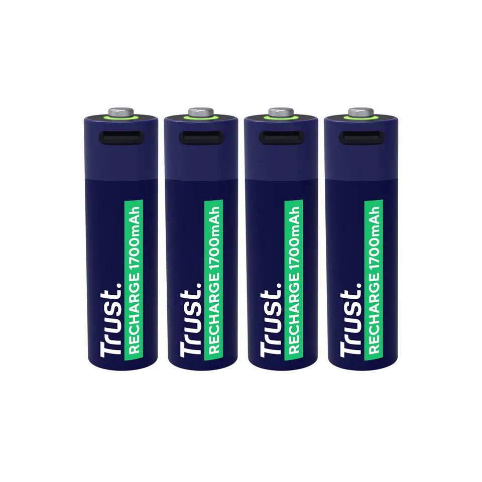 Pilha Lítio Recarregável AA 1.5V 1700mAh C/ USB-C x4 TRUST 1
