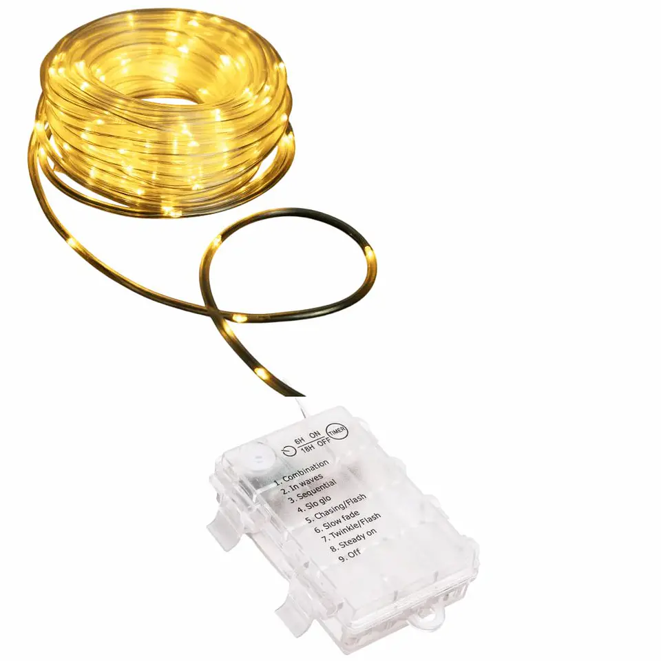 Luzes de Natal em Tubo 5mm 100 LED 3000K 10m IP44 1