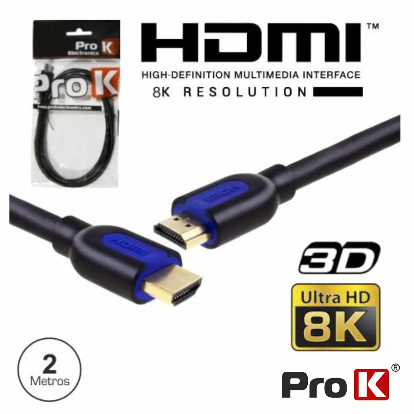 CABO HDMI DOURADO MACHO / MACHO 2.1 8K PRETO 2M PROK 1