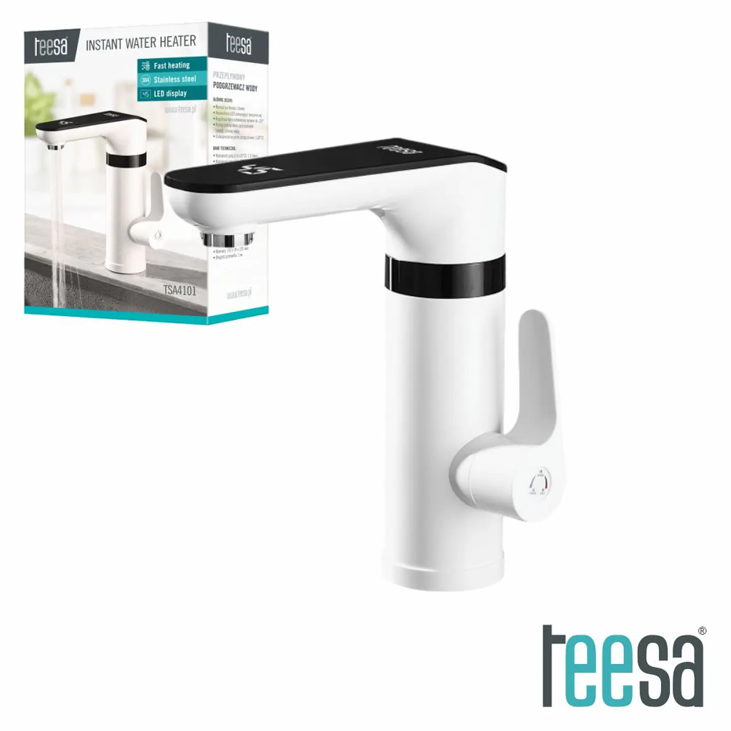 Torneira Elétrica de Bancada 220V 3500W IPX4 Branco TEESA 1