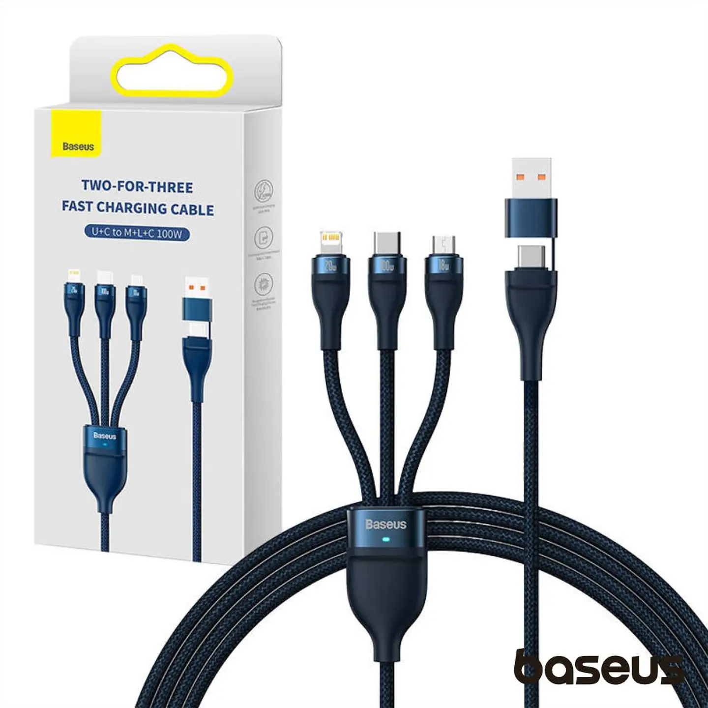Cabo USB-A/C Macho/MicroUSB/USB-C/Lightning 1.2M 100W BASEUS 1