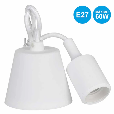 SUPORTE PARA LÂMPADA E27 BRANCO CABO 1M