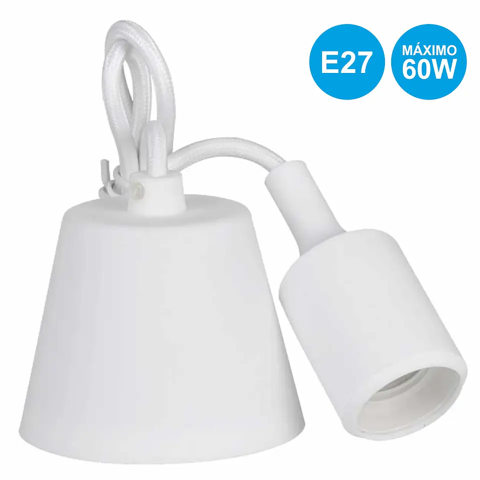 SUPORTE PARA LÂMPADA E27 BRANCO CABO 1M 1