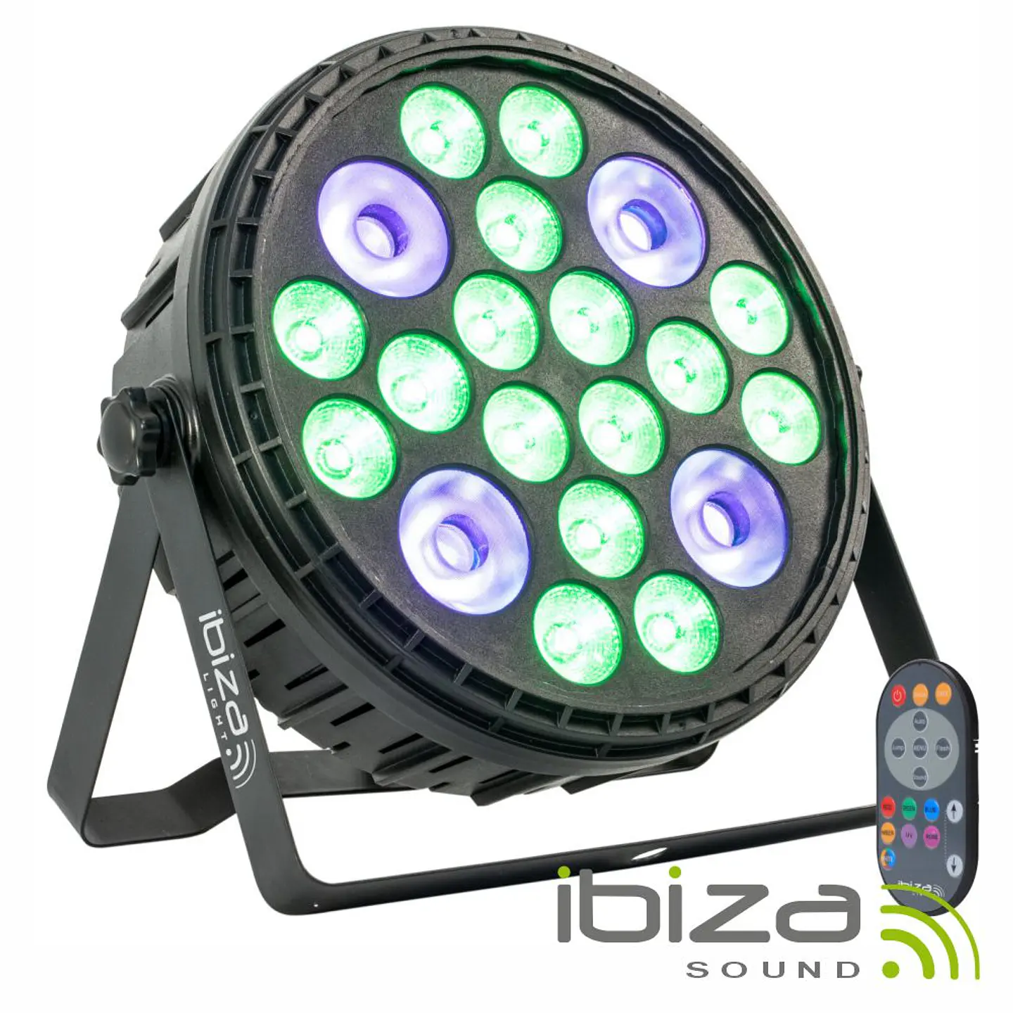 Projetor Par 120W C/ 16 LEDS 4W + 4 LEDS UV 30W IBIZA 1