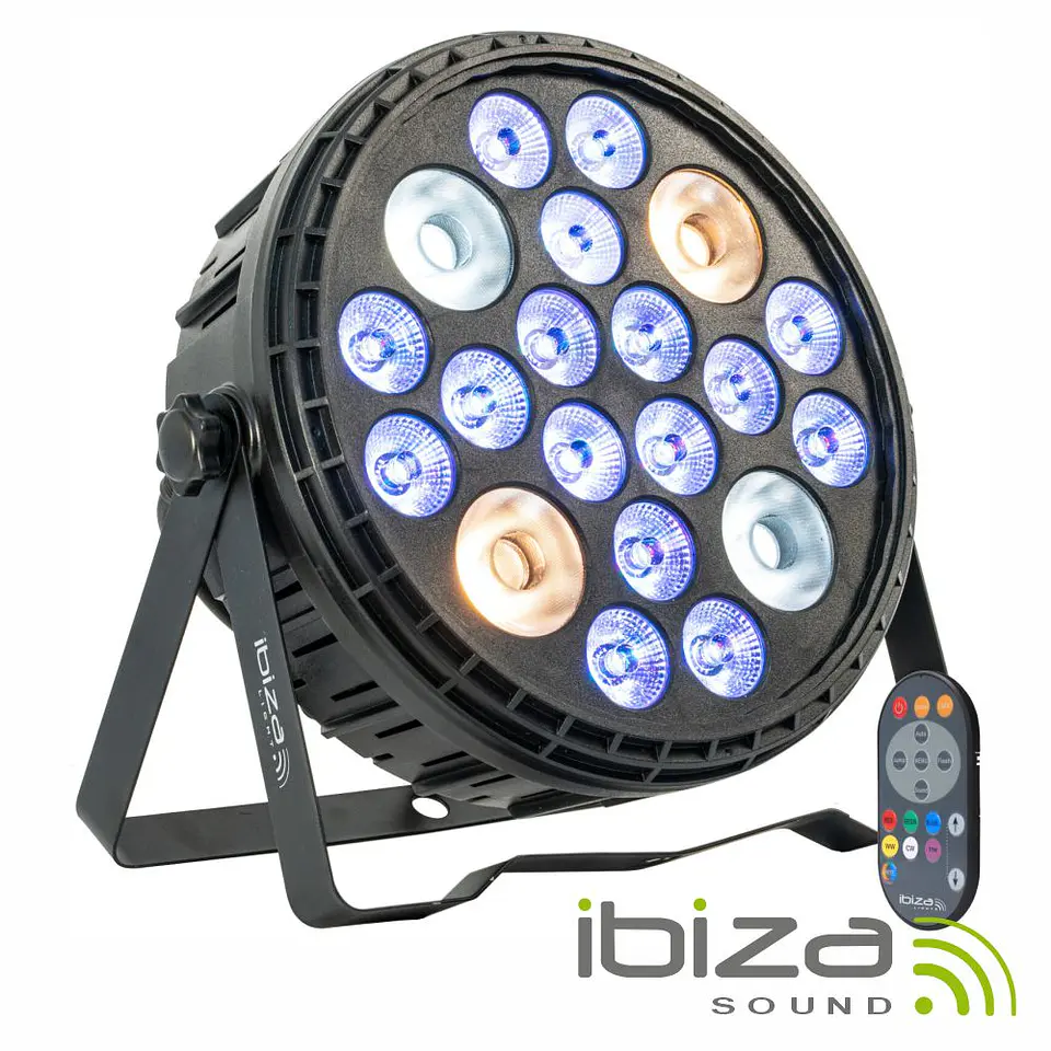 Projetor Par 120W C/ 16 LEDS 4W + 4 LEDS 2xCW/2xWW 30W IBIZA 1