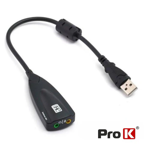 Adaptador Placa Som USB 7.1 C/ 2 Fichas Jack PROK