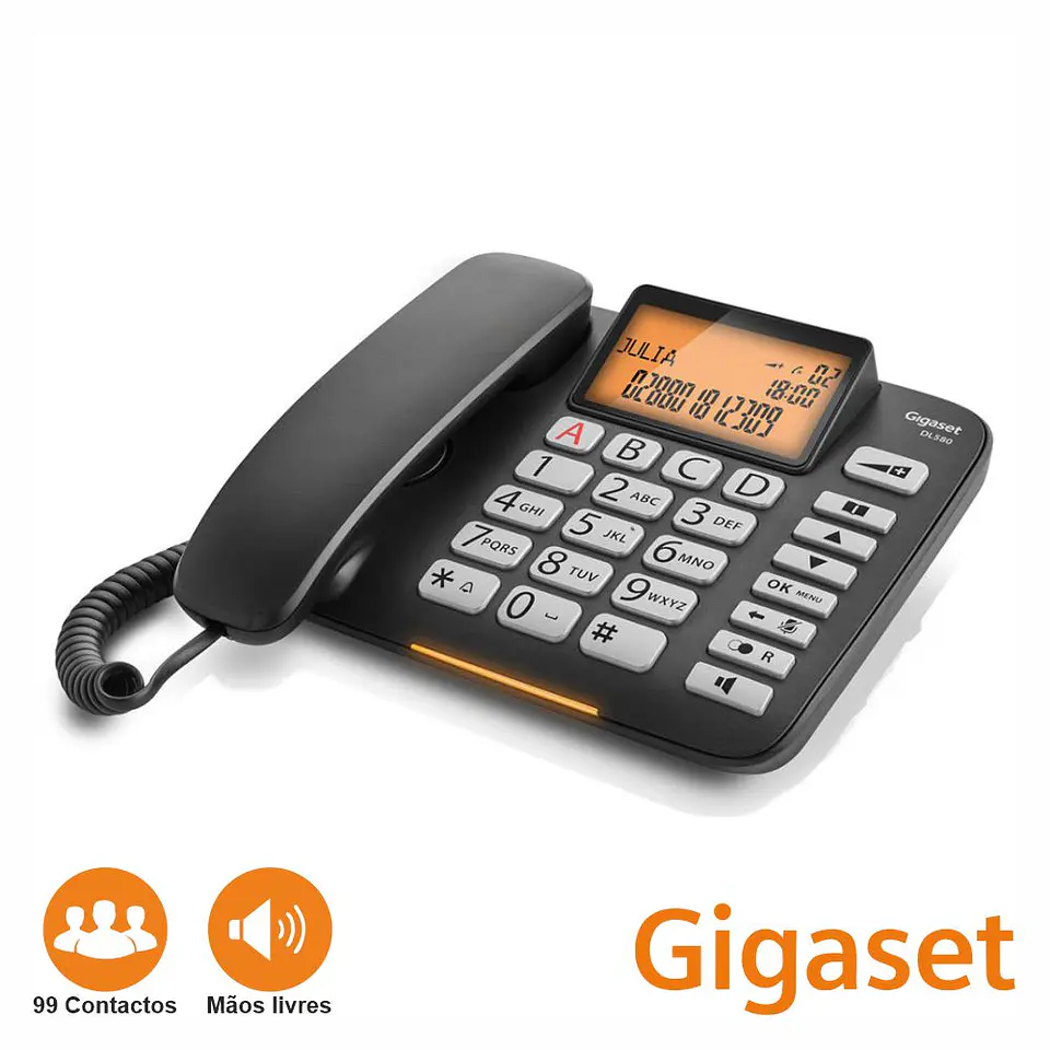Telefone Fixo DL580 Preto GIGASET 1