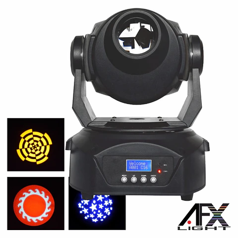 MOVING HEAD SPOT 1 LED 120W BRANCO 2 RODAS GOBO DMX AFXLIGHT