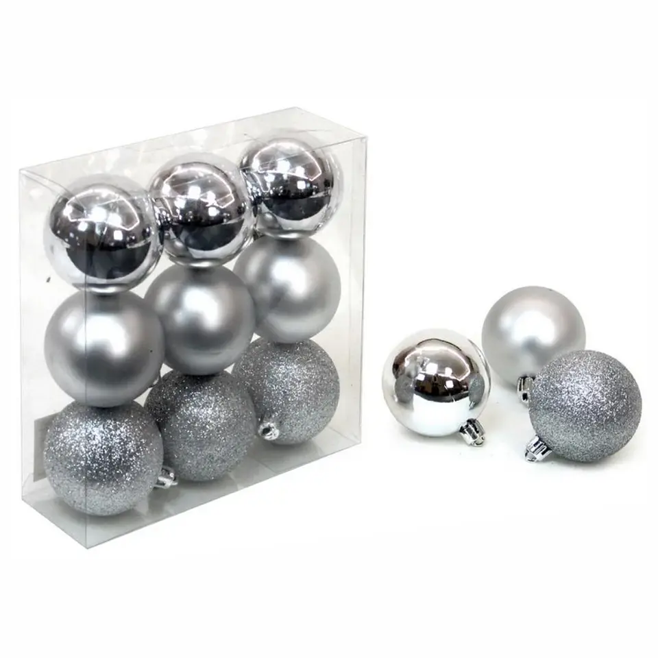 Conjunto 9 Bolas De Natal Prateadas 1