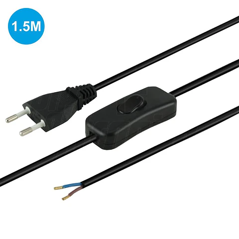 INTERRUPTOR PASSAGEM BIPOLAR C/ CABO 2M +FICHA PRETO EDH