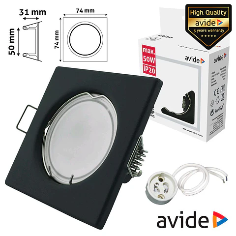 ARO QUADRADO FIXO ANTRACITE P/ MR16-GU10 AVIDE