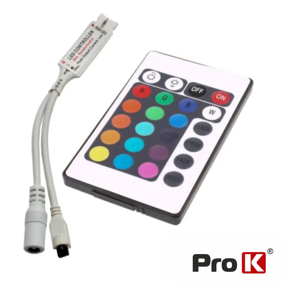 CONTROLADOR P/ FITA LEDS RGB 12V C/COMANDO PROK 1