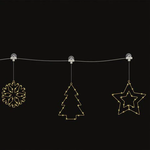Figuras Natal Decorativas C/ Ventosa 65 LEDS 3000K A Pilhas