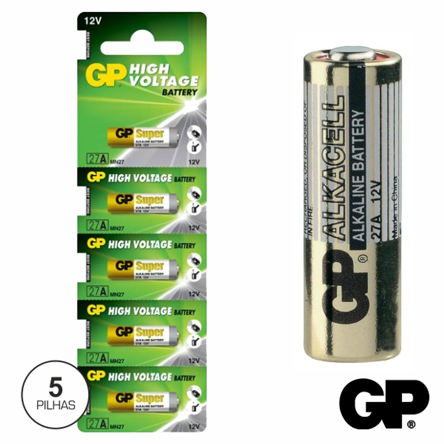 PILHA ALCALINA A27/LR27A 12V 5X BLISTER GP 1