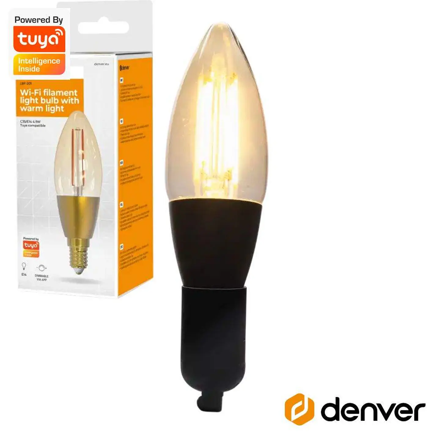 Lâmpada E14 Dimável Filamento 4.9W LED WIFI TUYA DENVER 1