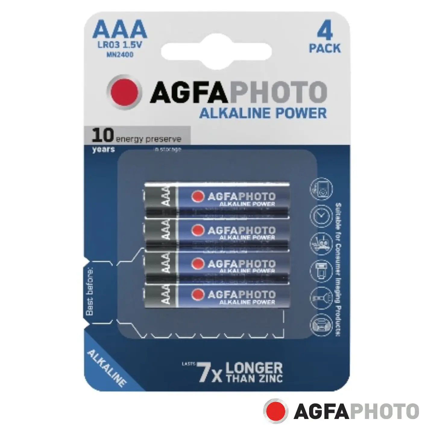 Pilha Alcalina LR03/AAA 1.5V 4x Blister POWER AGFAPHOTO 1