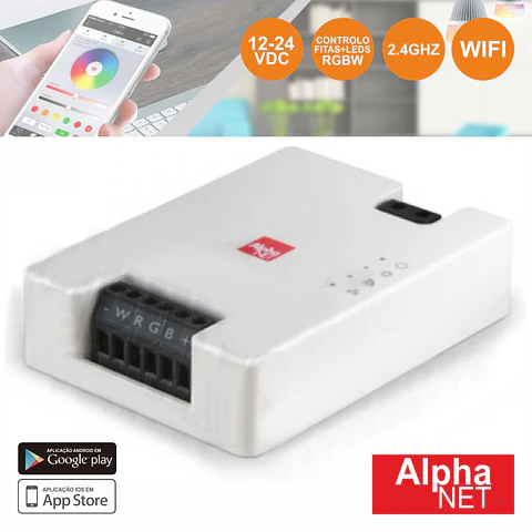 CONTROLADOR P/ FITA LEDS RGBW 12V/24V 12A WIFI ALPHANET