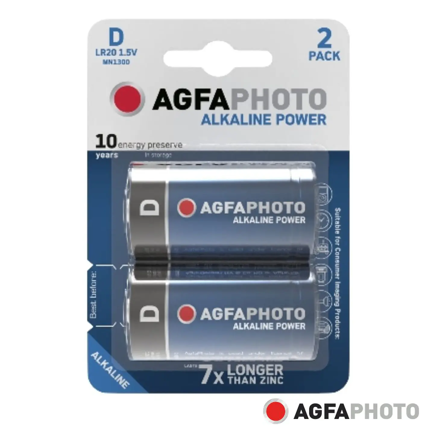 Pilha Alcalina LR20/d 1.5V 2x Blister POWER AGFAPHOTO 1