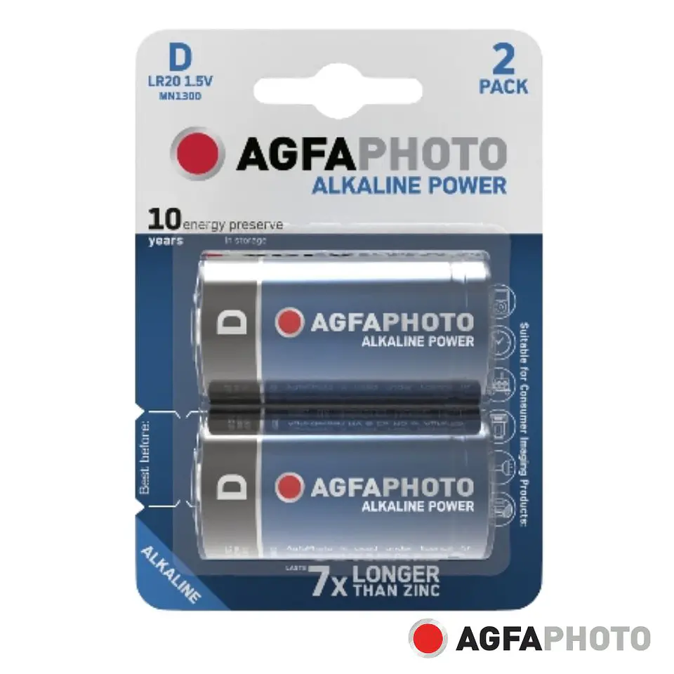 Pilha Alcalina LR20/d 1.5V 2x Blister POWER AGFAPHOTO 1