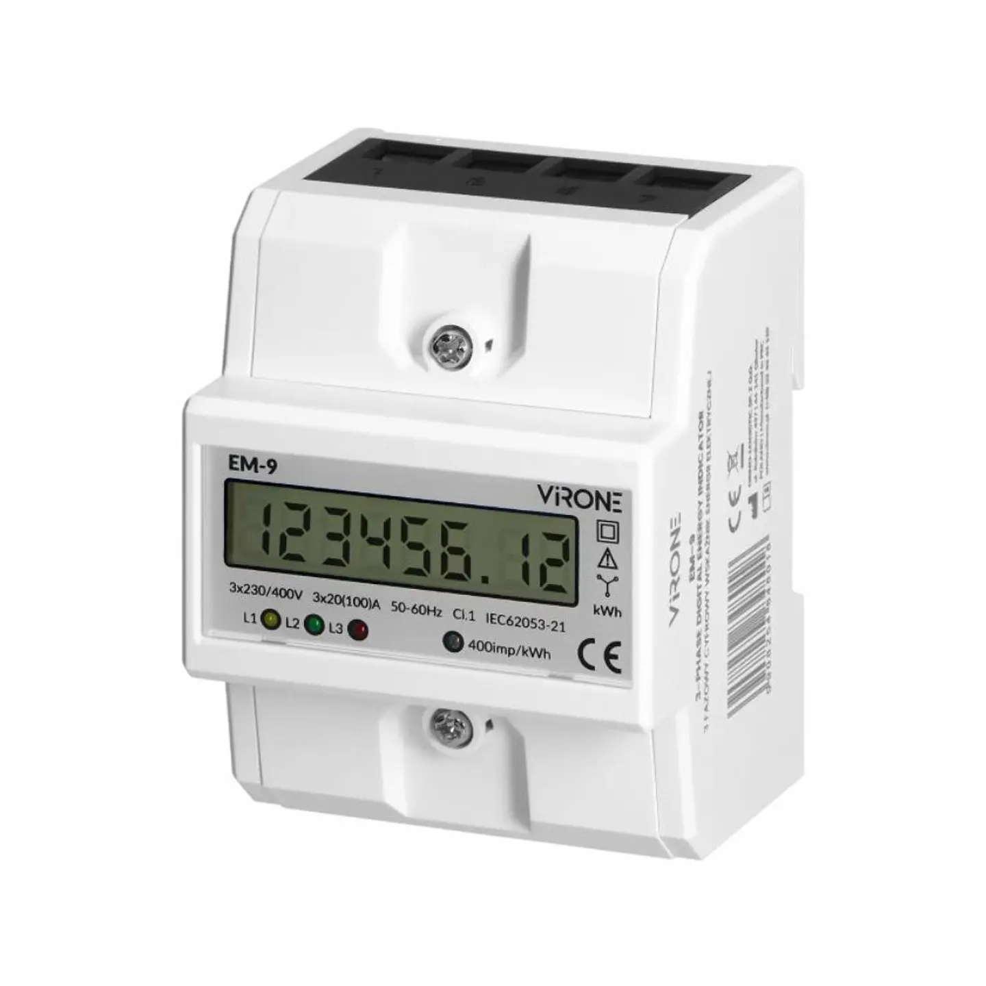 Contador de Energia Trifásico Multi-tarifa 230V/100A Din 1